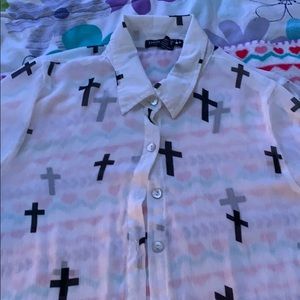 Transparent white button up